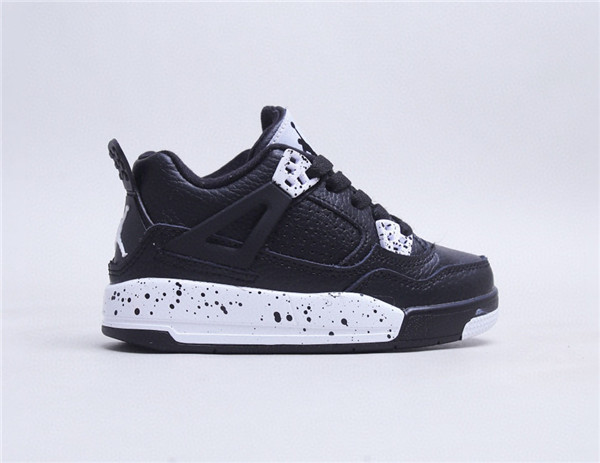 Youth Running Weapon Super Quality Air Jordan 4 Black Shoes 017